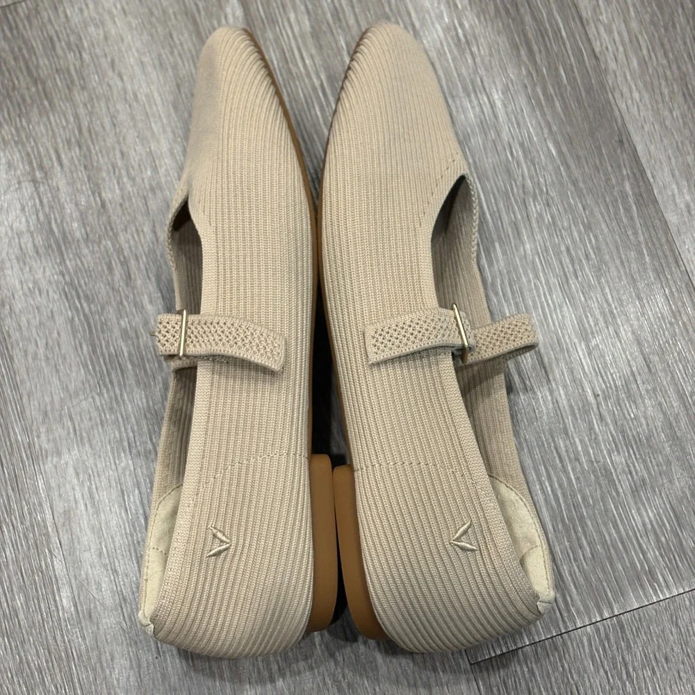 VIVAIA Margot Square-Toe Mary Jane Almond Ribbed Knit Flat Preppy Minimalist 8.5 - Picture 6 of 9